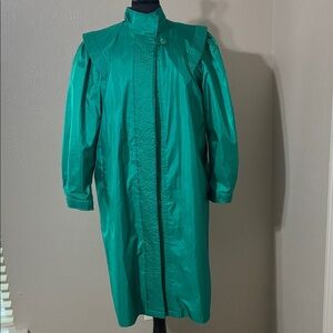 Vintage Weather Wise long teal waterproof jacket